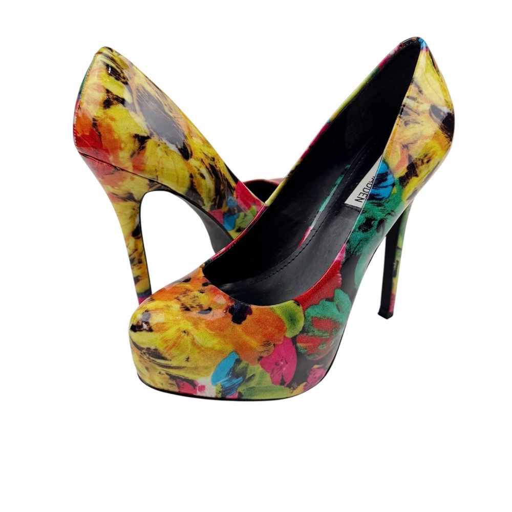 Steve Madden Nala Floral Platform Pumps Heels Patent Leather Size 8